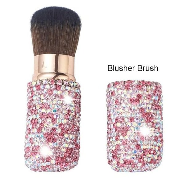 NWT Sparkling Crystal Rhinestone Bling Pink Stocking Stuffers Makeup Bru…
